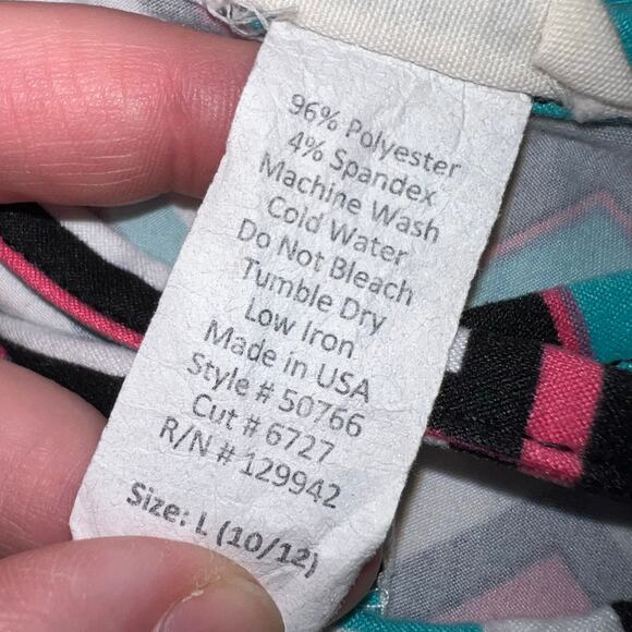 Btween Girls Dress Chevron Print Knee Length Teal Black Pink White Large 10 12 - Picture 6 of 6